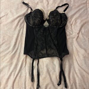 Victoria's Secret Black Lace Bustier with Garters